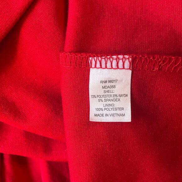 C Women Sexy Dress size XL fits like size L Red V-neck Knee Length Back Bow - Picture 13 of 13